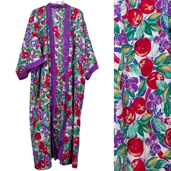 Christian Dior Miss Dior Vintage Fruit Printed Robe - Picture 1 of 8